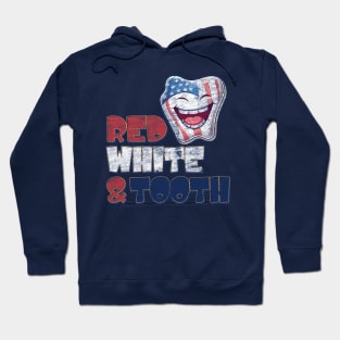 4th of July Dentist Red, White & Tooth Distressed Design Hoodie